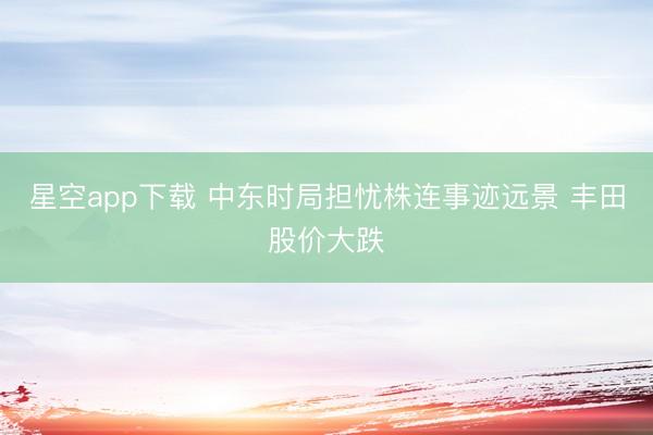 星空app下载 中东时局担忧株连事迹远景 丰田股价大跌